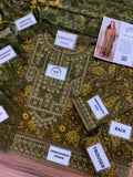 Mohagni – Vintage Olive Green Floral Printed Lawn – 3PC