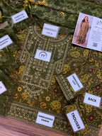 Mohagni – Vintage Olive Green Floral Printed Lawn – 3PC