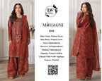 Mohagni – Rust Red Earthy Floral Printed Lawn – 3PC