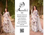 Aneela’s – Lavender Botanical Print with Organza Dupatta – 3PC