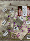 Aneela’s – Lavender Botanical Print with Organza Dupatta – 3PC