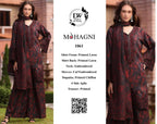 Mohagni – Crimson Red & Jet Black Evening Floral Lawn – 3PC
