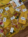 Rang Rasiya – Mustard Yellow Traditional Floral Premium Voil – 3PC