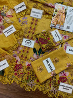 Rang Rasiya – Mustard Yellow Traditional Floral Premium Voil – 3PC