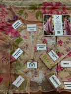 Maria B – Tea Pink Heavy Chikankari Boring Lawn with 3D Butterflies – 3PC