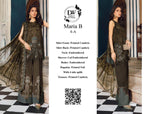 Maria B – Chocolate Brown Premium Cambric with Teal Border – 3PC