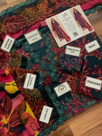 Ramsha – Deep Teal & Magenta Bold Chrysanthemum Lawn – 3PC