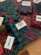 Ramsha – Deep Teal & Magenta Bold Chrysanthemum Lawn – 3PC
