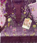 Maria B – Deep Purple Royal Floral Lawn with Cutwork Daman – 3PC